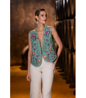 Chaleco Claveles De Feria Verde Káhyra
