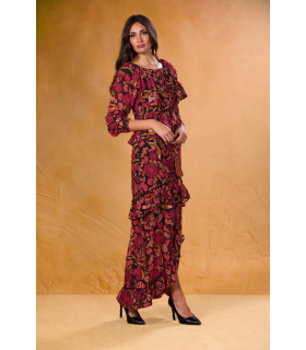 VESTIDO ALGARVE FLORES CORAL KAHYRA