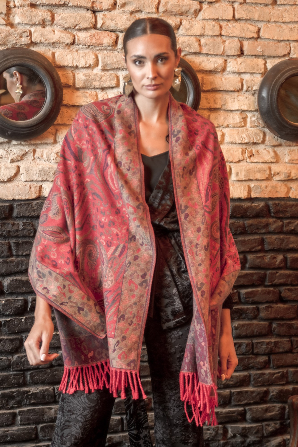 Pashmina Cachemir Rojo Káhyra