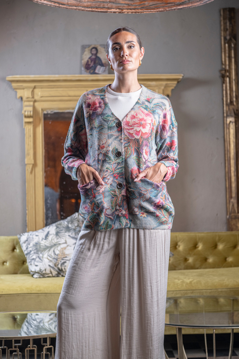 Jersey Curry Flores Fucsia Káhyra