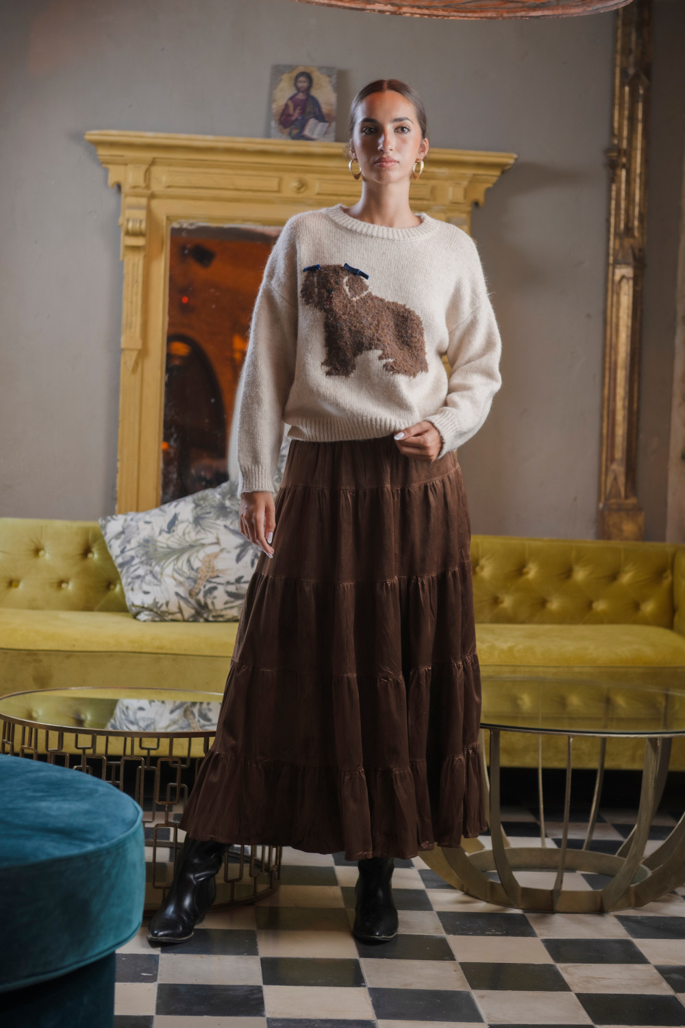 Falda Melocotón Marrón Káhyra