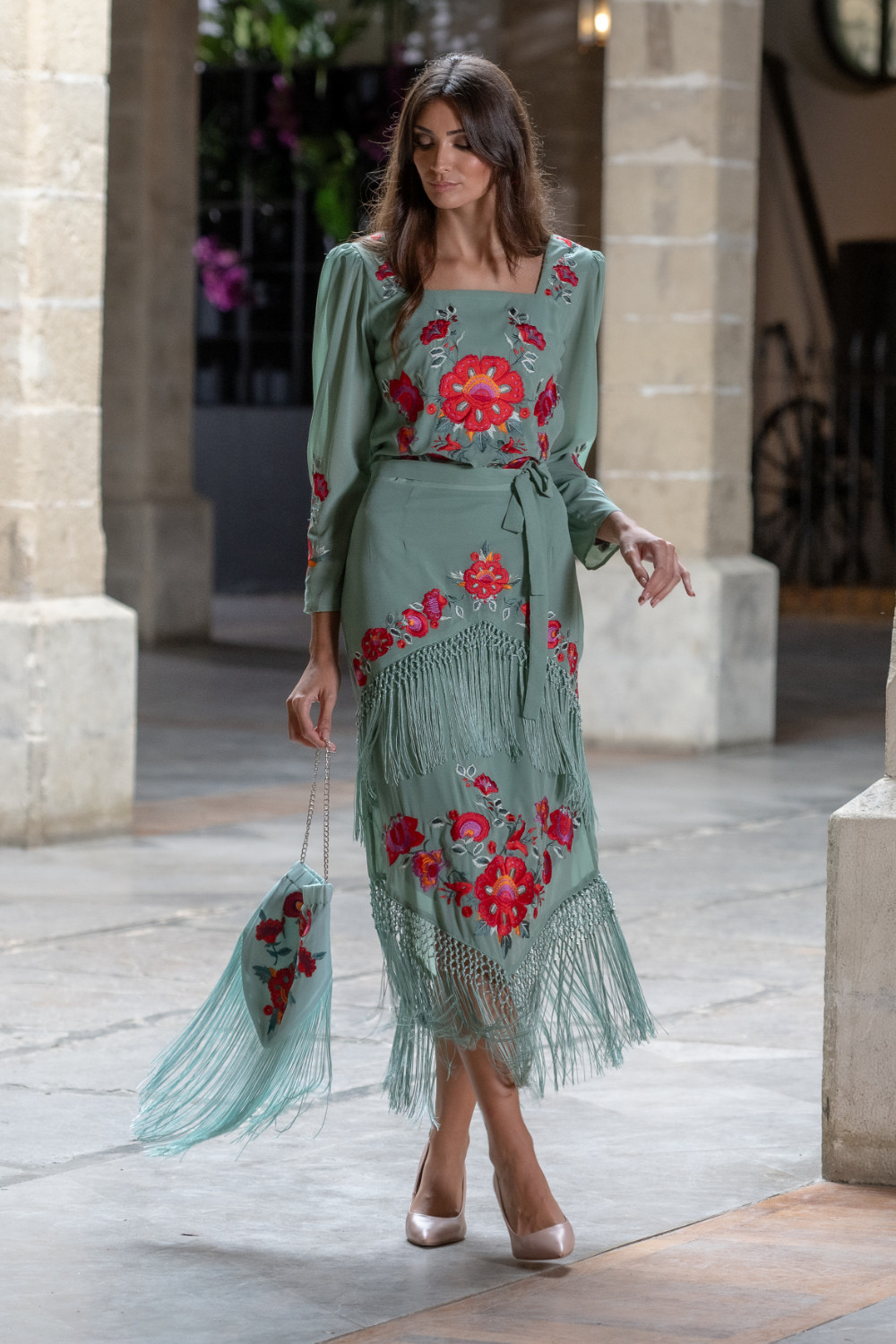 Falda Fino Verde Káhyra