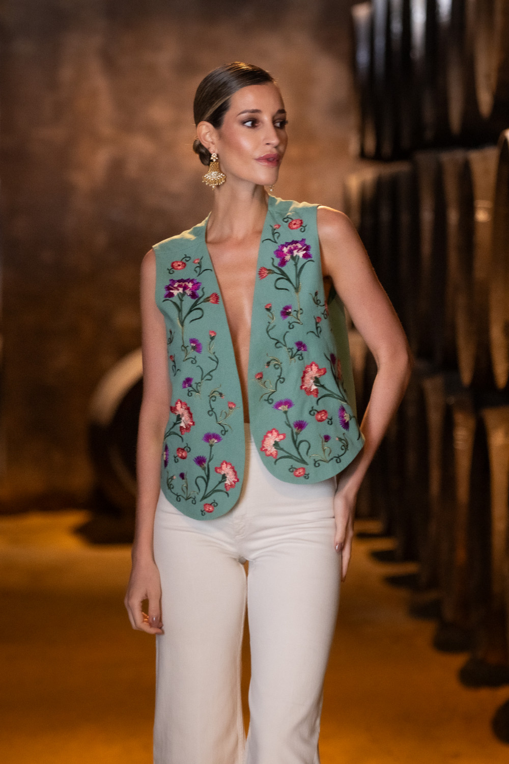 Chaleco Claveles De Feria Verde Káhyra