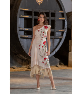 Vestido Claveles De Feria Beige Káhyra