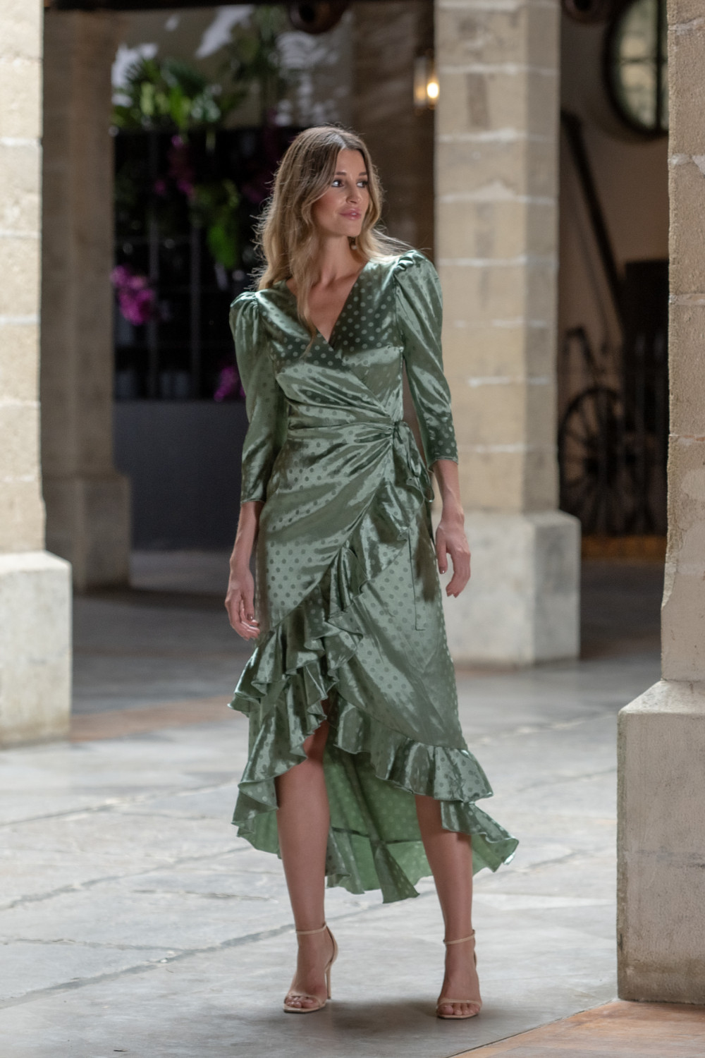 Vestido Cream Verde Káhyra