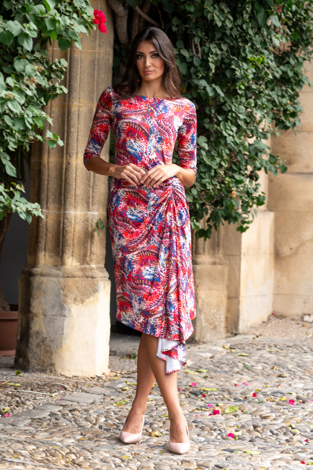 Vestido Canasta Animal Print Rojo Káhyra