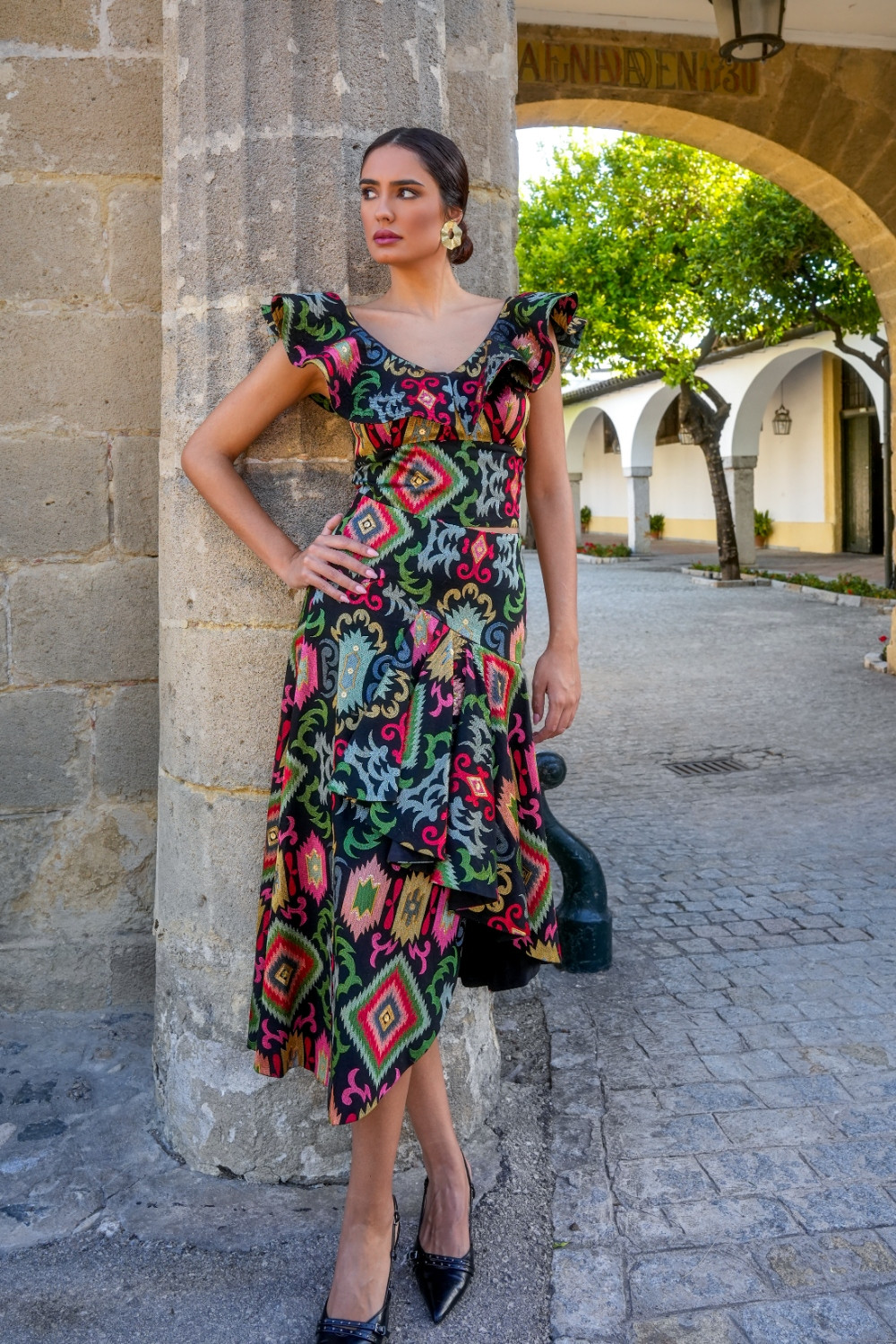 Falda tulipan etnica negra Káhyra