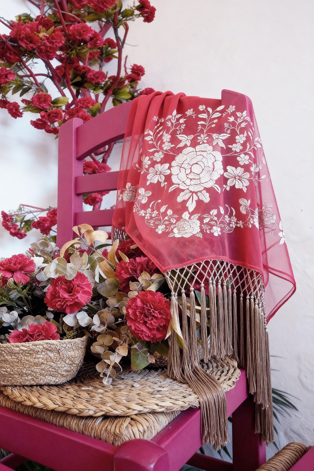 Mantón Jazmín coral Káhyra