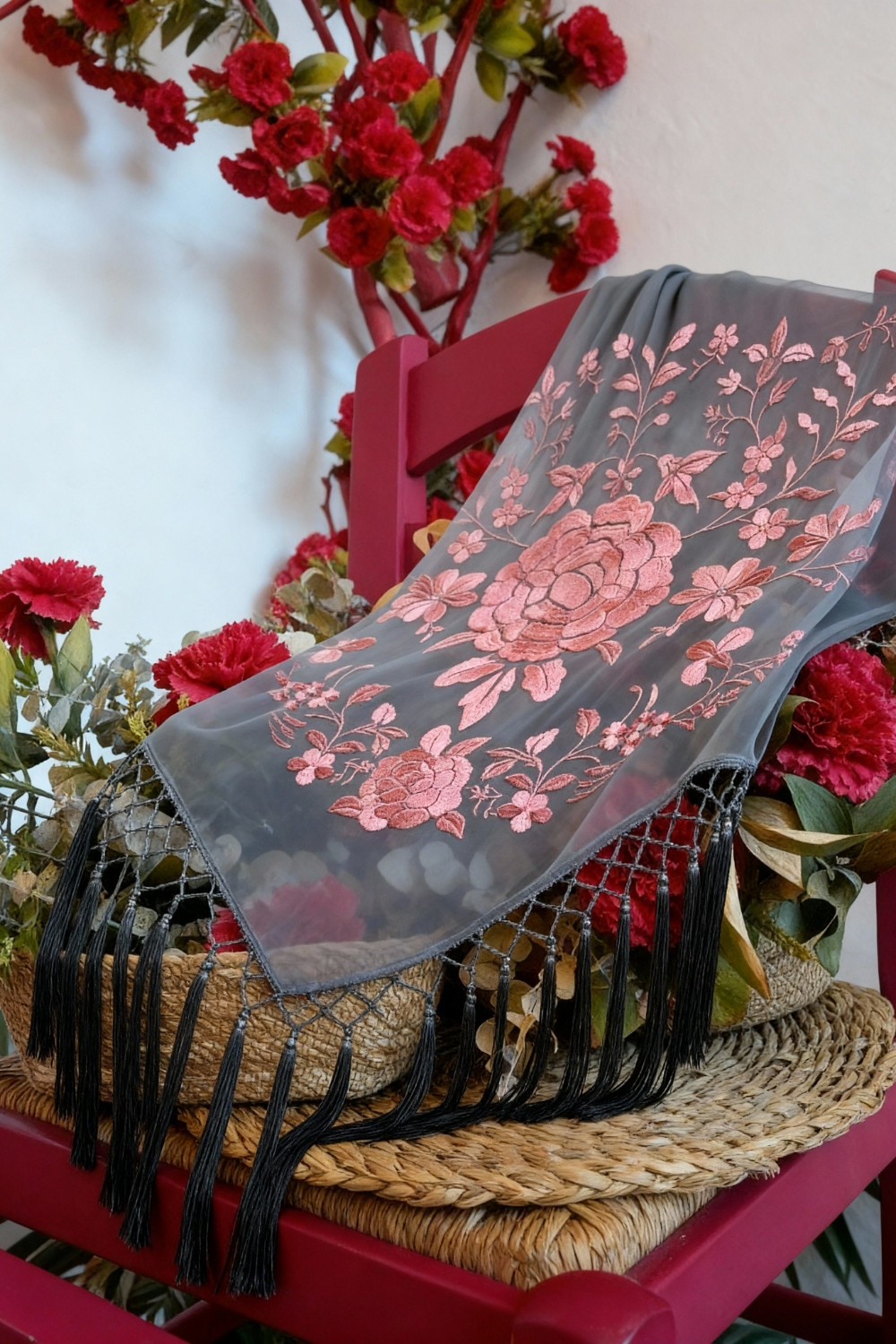 Mantón Jazmín gris Káhyra