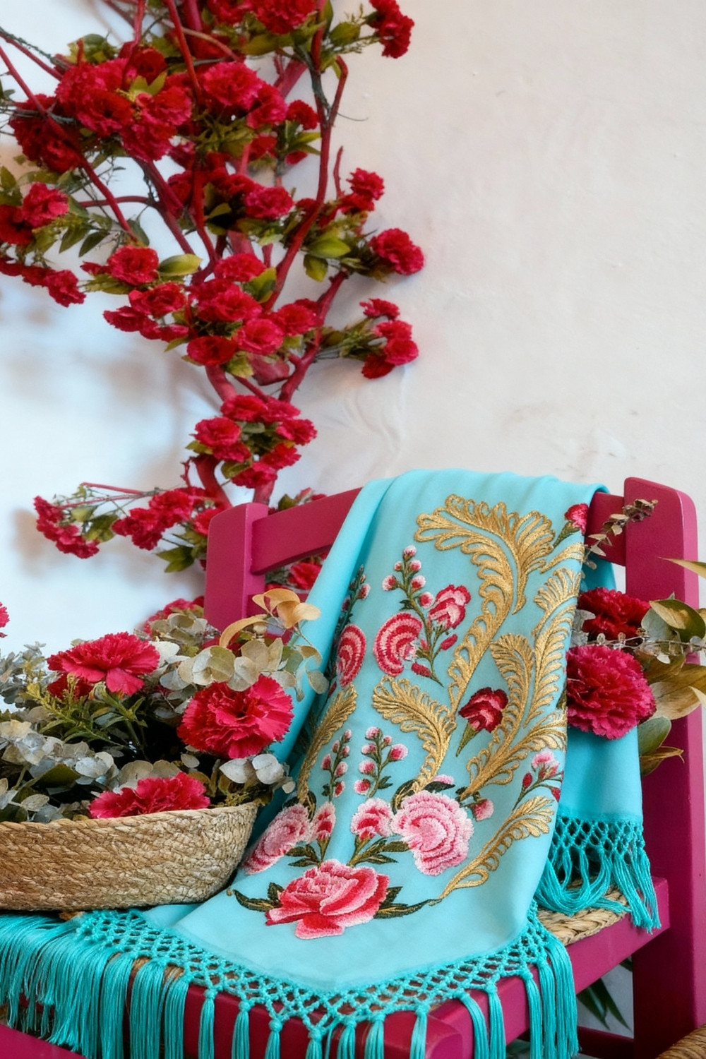 Mantón Pasodoble aqua Káhyra