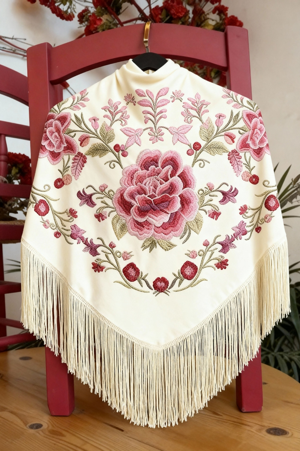 Mantón Suspiro beige Káhyra