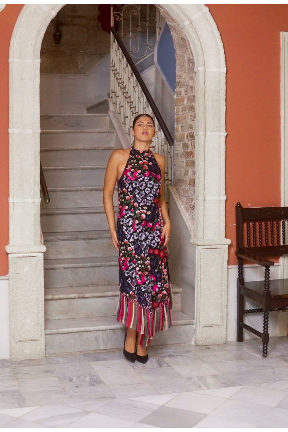 Vestido Jardín flecos Kahyra