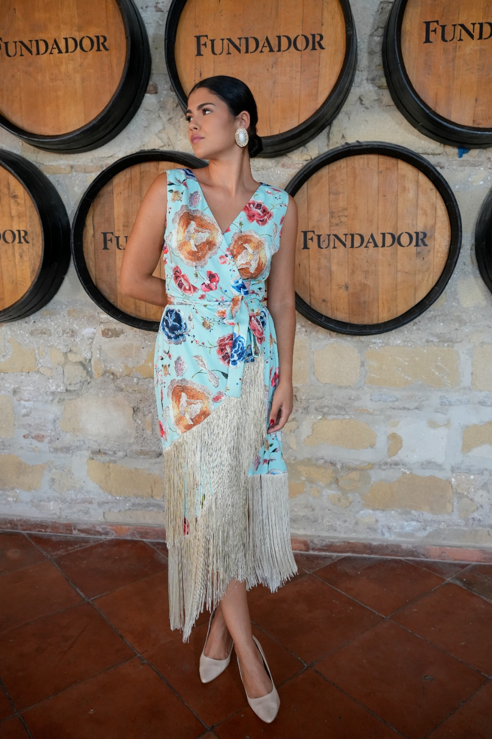 Vestido Mantón aqua Kahyra