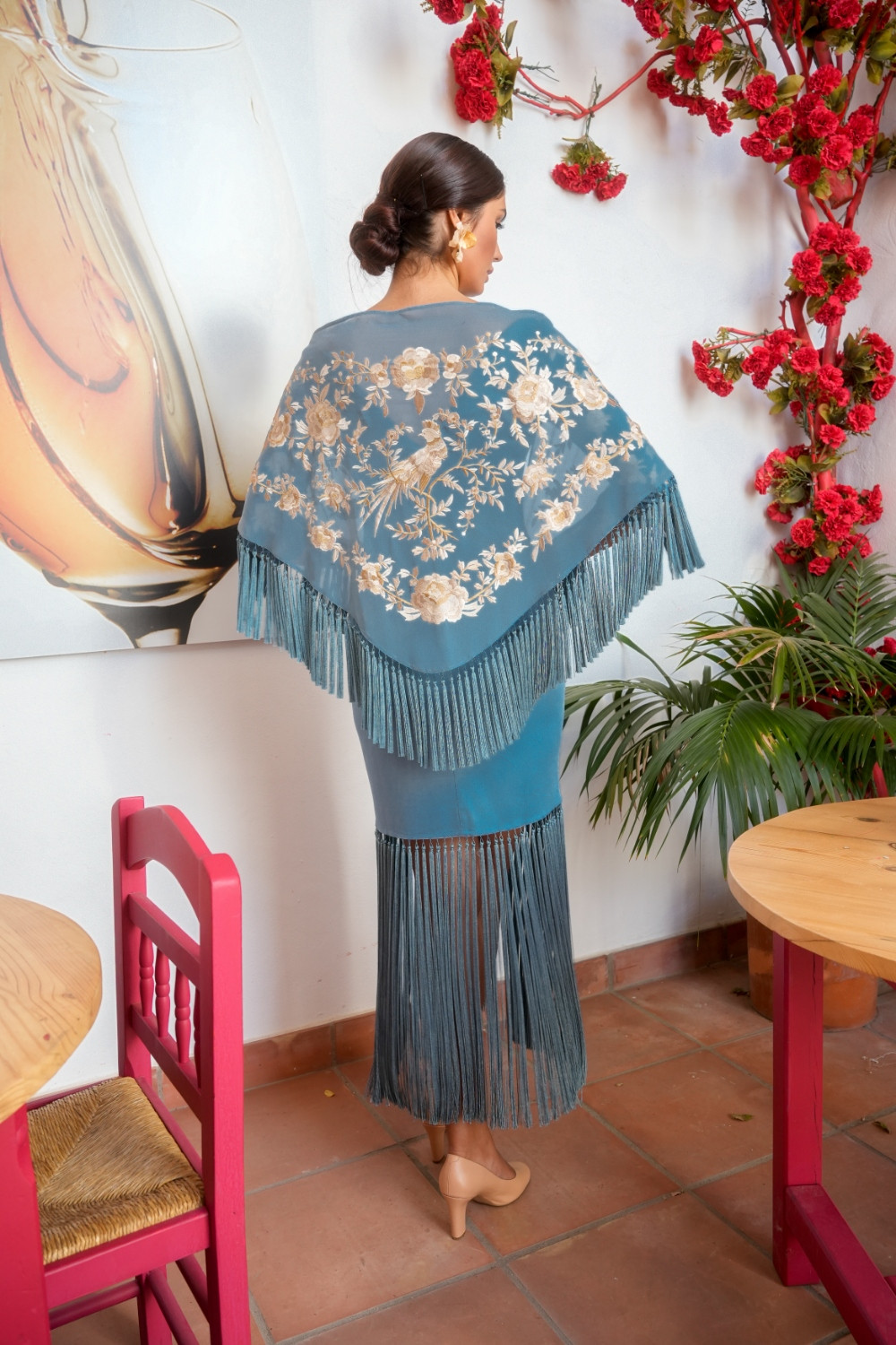 Mantón Chanelando azul káhyra