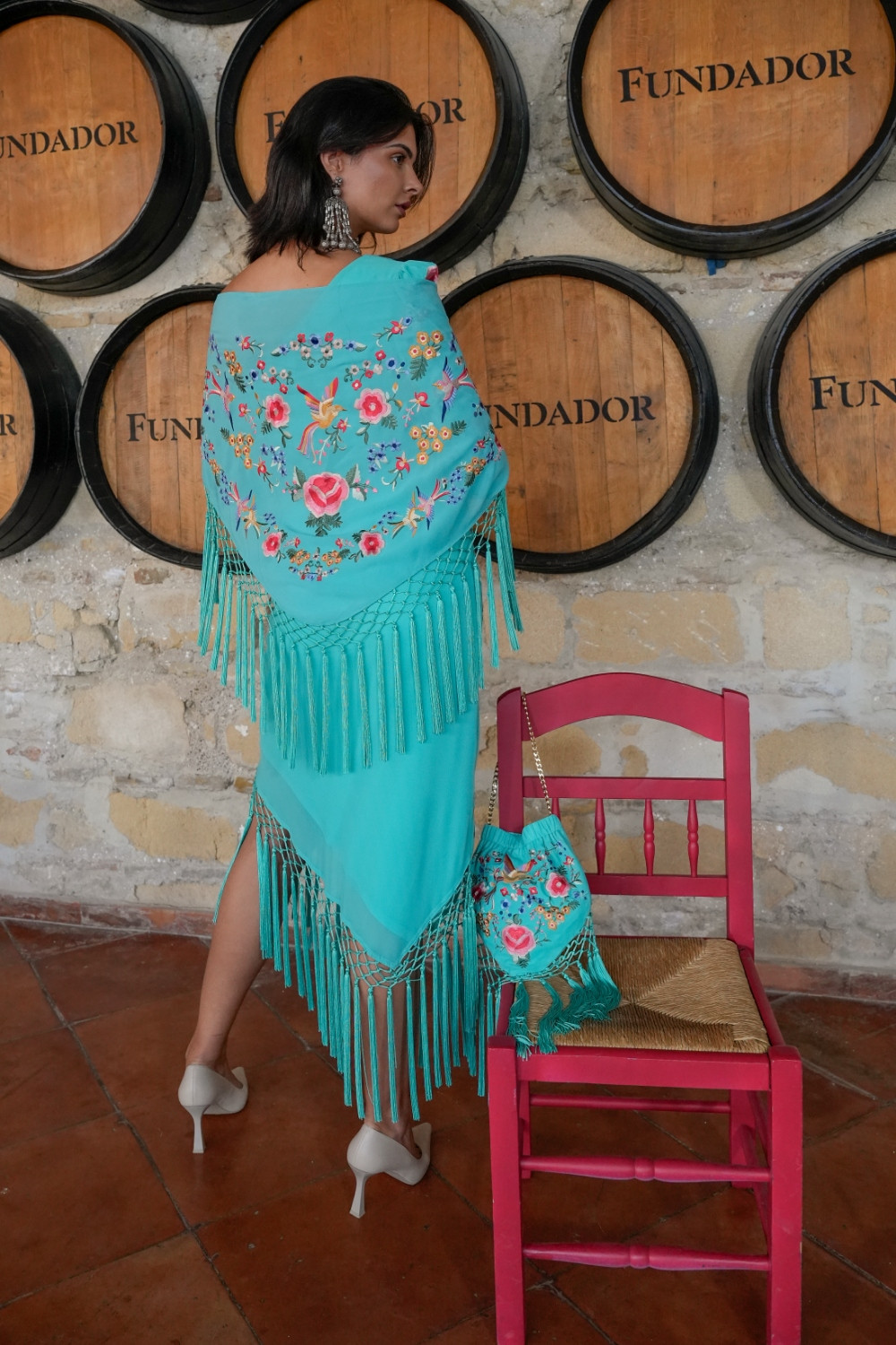 Mantón Dalia aqua Káhyra