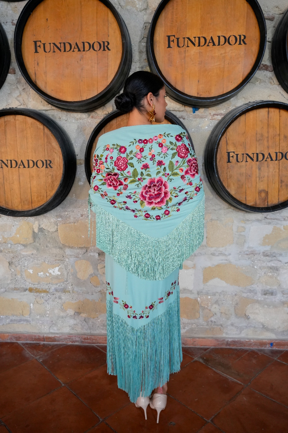 Mantón Suspiro aqua Káhyra