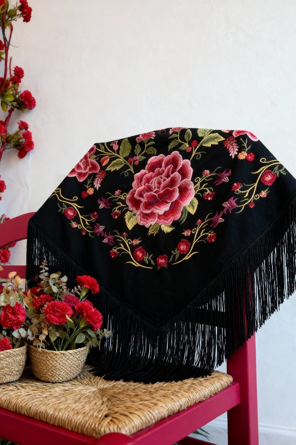 Mantón Suspiro negro Káhyra