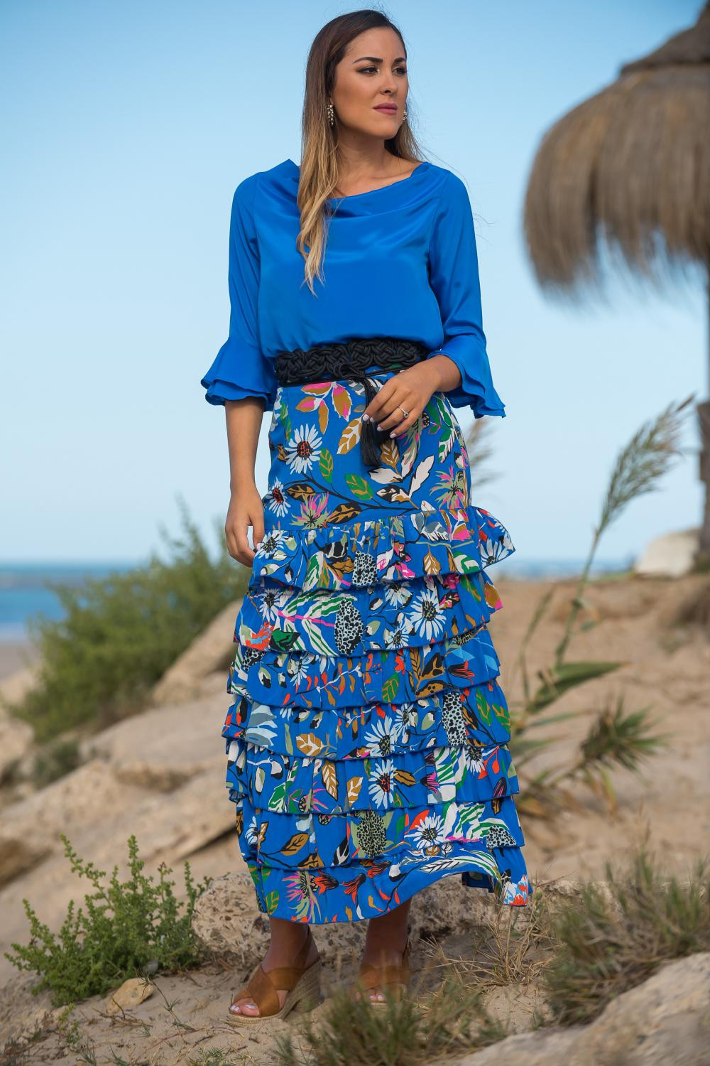 FALDA FERIA JARDÍN AZUL SUNSET AND MOON