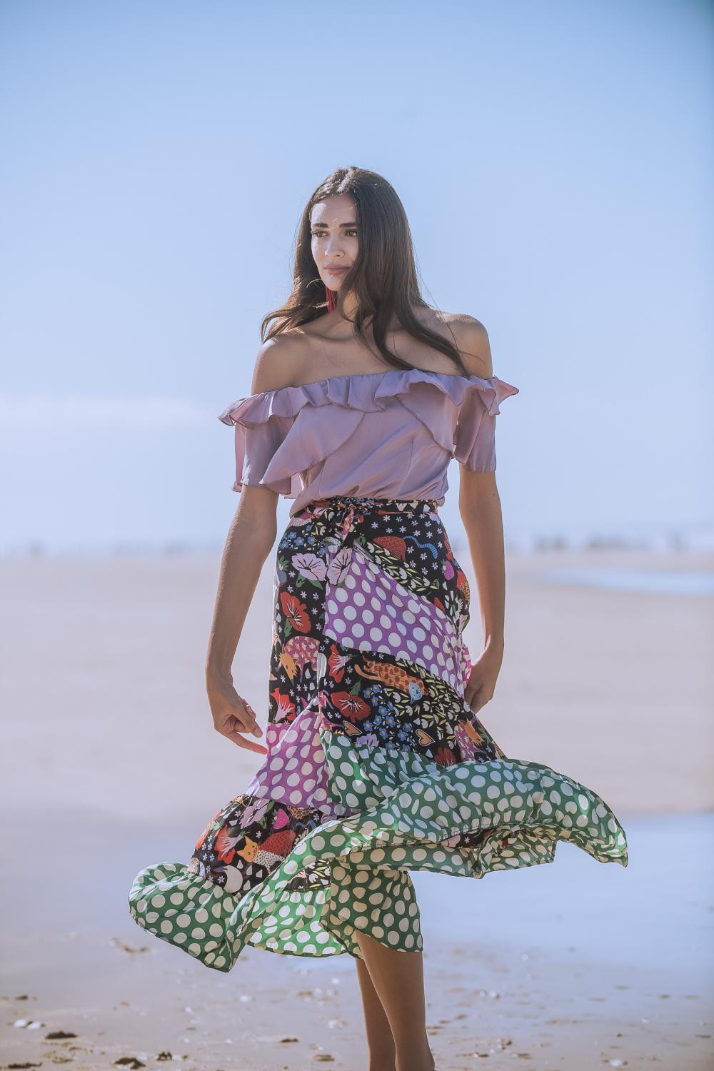 FALDA REMANGÁ ANIMAL  SUNSET AND MOON