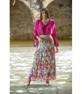 FALDA FLOWERYELOW SUNSET AND MOON