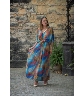 VESTIDO KAFTAN TIE DYE SUNSET AND MOON