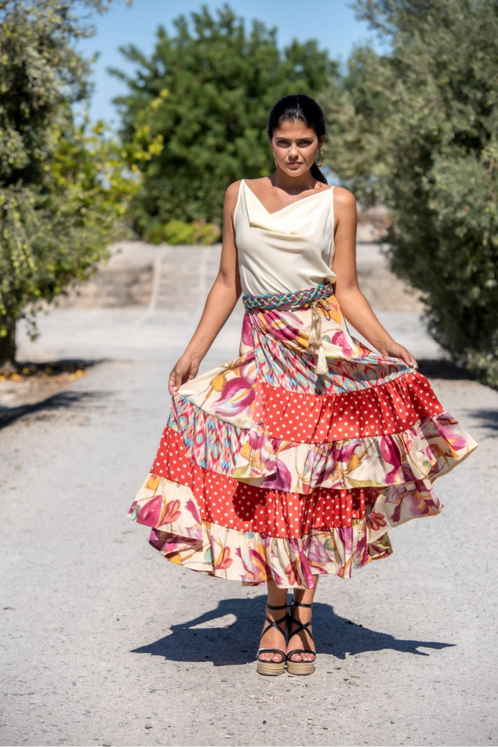 FALDA CREAM LUNARES PAREO SUNSET & MOON