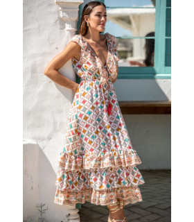 VESTIDO SIGRI VOLANTES SUNSET & MOON