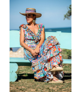 VESTIDO ATENAS VOLANTE SUNSET & MOON