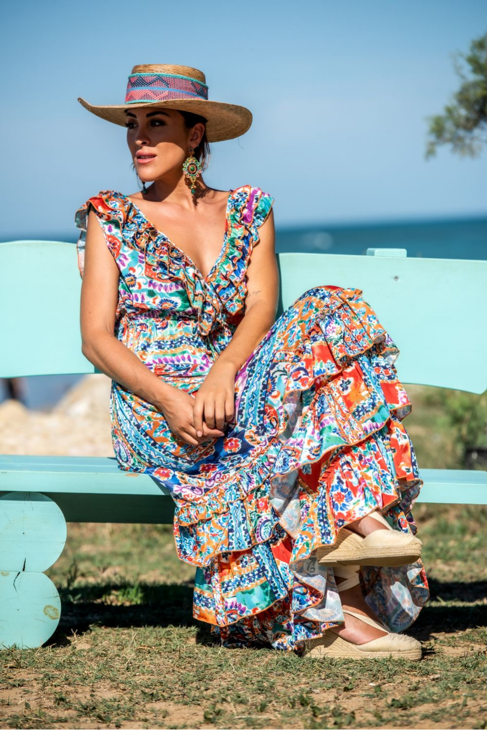 VESTIDO ATENAS VOLANTE SUNSET & MOON