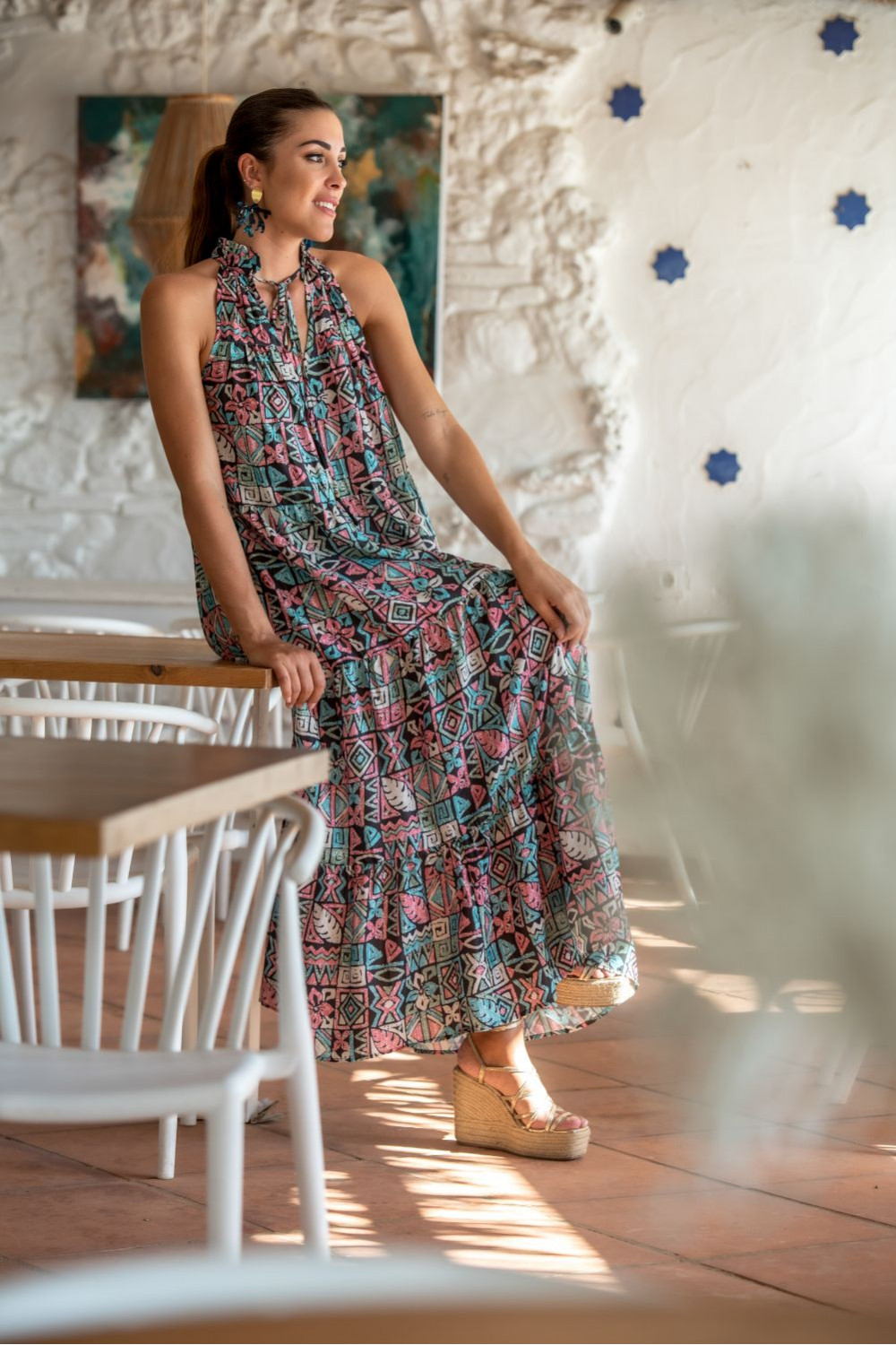 VESTIDO AZTECA HALTER SUNSET & MOON