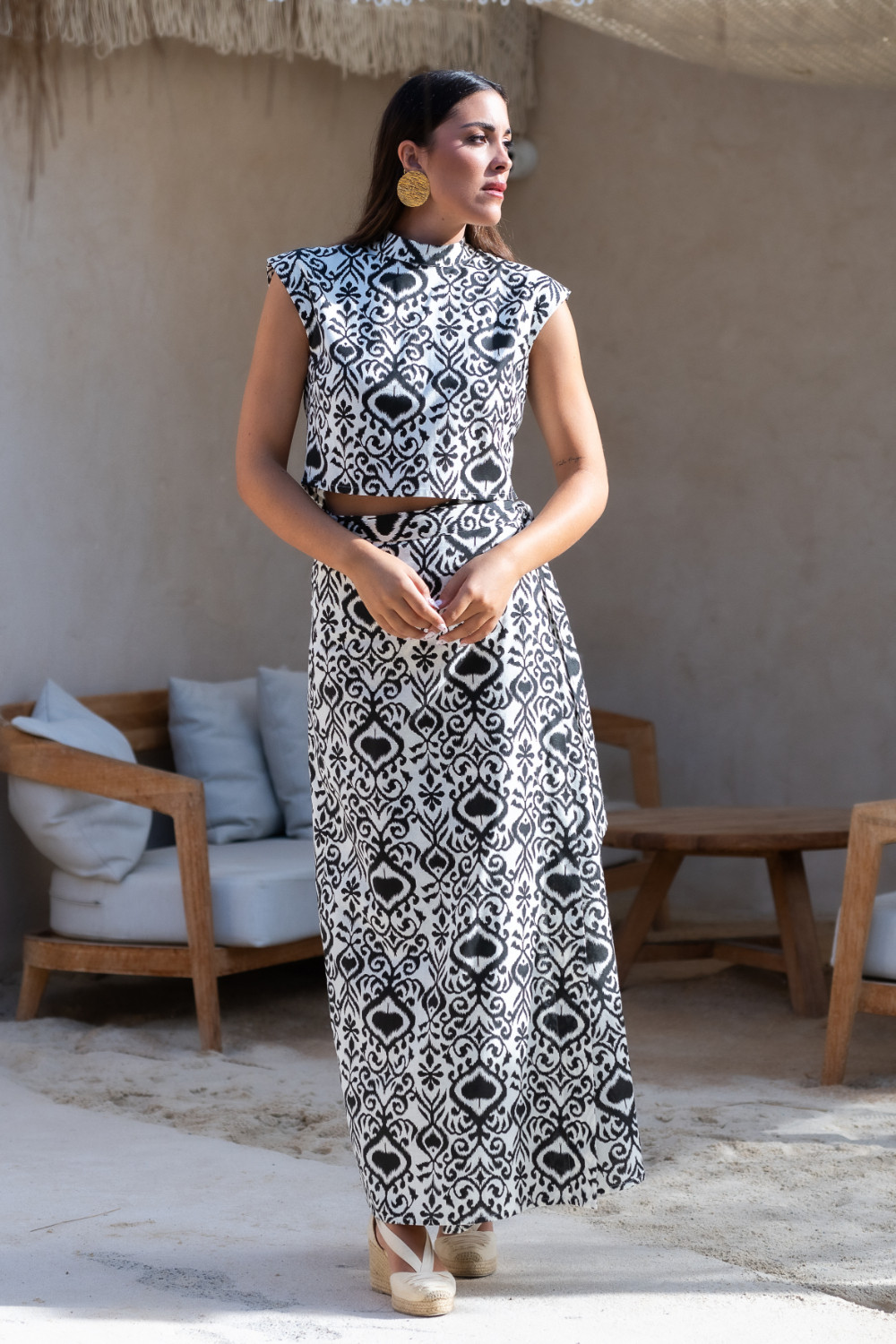 Falda  Alisio Botanico Bn Sunset & Moon