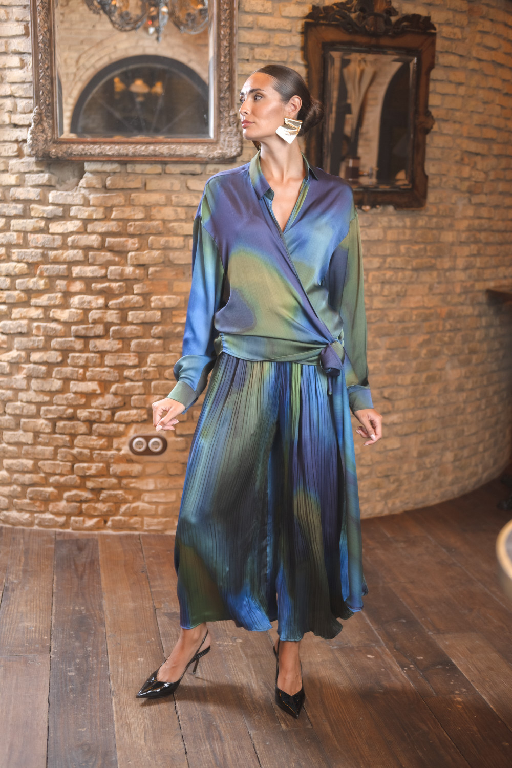 Conjunto Jengibre Verde Y Azul Káhyra