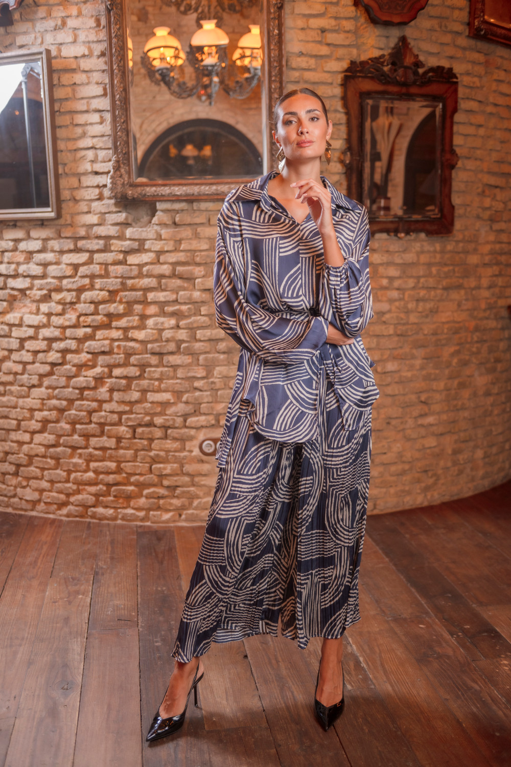 Conjunto Pimienta Azul Y Beige Káhyra