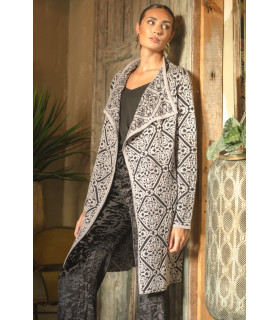 Abrigo Cayena Negro Y Beige Káhyra